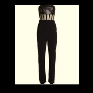 David coma black cast leather strapless jumpsuit